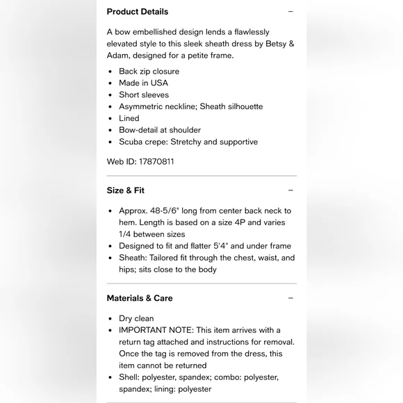 Betsy & Adam Bow-Embellished Sheath Dress, Size 12, Color:Indigo - Picture 6 of 16